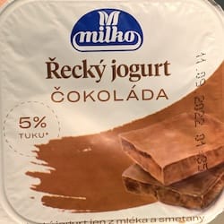MILKO Řecký jogurt čokoláda 5% tuku - nutriční (výživové) hodnoty, kalorie