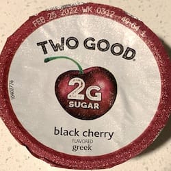 TWO GOOD Black Cherry Flavored Greek Lowfat Yogurt - nutritional values, calories