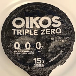 Thumbnail for food item OIKOS TRIPLE ZERO Blended Banana Creme Greek Yogurt DANONE US LLC 