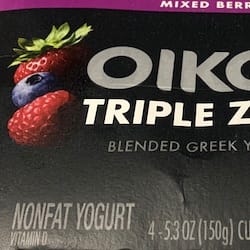 Thumbnail for food item OIKOS TRIPLE ZERO Mixed Berry Flavor Blended Greek Nonfat Yogurt DANONE US 