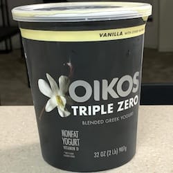 Thumbnail for food item OIKOS TRIPLE ZERO Blended Vanilla Greek Yogurt DANONE US LLC 