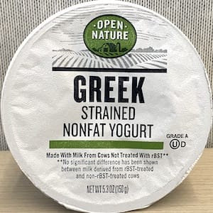 Thumbnail for food item OPEN NATURE Greek Strained Nonfat Yogurt Vanilla LUCERNE FOODS INC. 