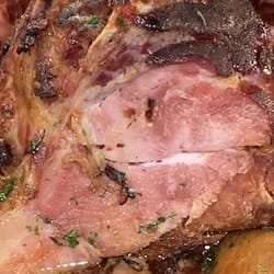 Pork fresh leg (ham) whole separable lean and fat cooked roasted - nutritional values, calories