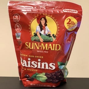 SUN-MAID California Sun-Dried Raisins - nutritional values, calories
