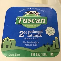 TUSCAN DAIRY FARMS 2% reduced fat milk with added vitamin A and D - nutritional values, calories