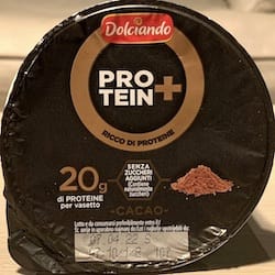Náhled obrázku pro potravinu DOLCIANDO Protein Ricco Di Proteine Cacao proteinový pudink bez cukru kakaový pro EUROSPIN ITALIA 